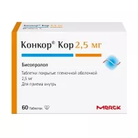 Изображение товара Конкор Кор таблетки покрыт. п/о 2,5мг, №60