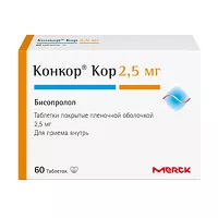 Изображение товара Конкор Кор таблетки покрыт. п/о 2,5мг, №60