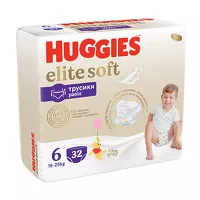 Изображение товара Huggies Elite Soft 6 подгузники-трусики (15-25кг), 32шт
