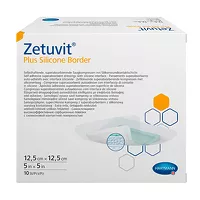 Изображение товара Hartmann Zetuvit Plus Silicone Border повязка суперабсорбирующая самоклеящаяся, стерильная 12,5см*12,5см, №10