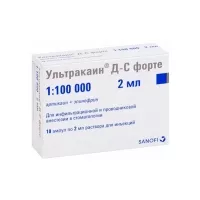 Изображение товара Ультракаин Д-С форте раствор д/инъекций 40мг+0,01мг/мл, 2мл №10