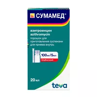 Изображение товара Сумамед порошок д/пригот.сусп. д/приема внутрь клубника 100мг/5мл, 20/23мл Плива Хрватска д.о.о