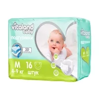 Изображение товара Vitaland baby подгузники размер М (4-9 кг), 16шт