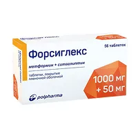 Изображение товара Форсиглекс таблетки покрыт. п/о 1000мг+50мг, №56