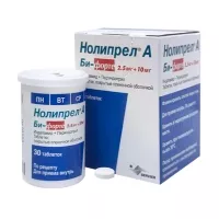 Изображение товара Нолипрел А Би-форте таблетки покрыт. п/о 2,5мг+10мг, №30