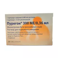 Изображение товара Пурегон раствор д/п/к введ. 300МЕ/0,36мл, №1+№6игл