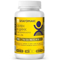 Изображение товара Благомакс Селен + Цинк с витаминами А,Е,С,В6 капсулы, №90