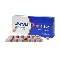 Изображение товара Арифам таблетки с модиф.высв.покрыт.п/о 10мг+1,5мг, №30