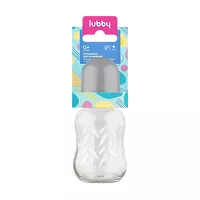Изображение товара Lubby бутылочка для кормления стеклянная с силиконовой соской (0+), 120мл