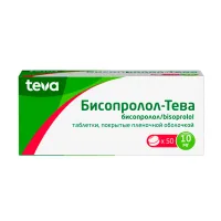 Изображение товара Бисопролол-Тева таблетки покрыт. п/о 10мг, №50