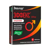 Изображение товара Эвалар Эффекс Силденафил таблетки покрыт. п/о 100мг, №4