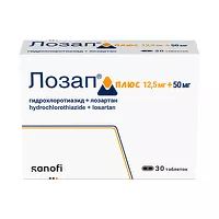 Изображение товара Лозап плюс таблетки покрыт. п/о 12,5мг+50мг, №30