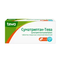 Изображение товара Суматриптан-Тева таблетки покрыт. п/о 100мг, №12 Тева