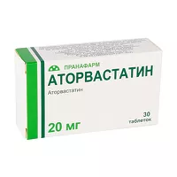 Изображение товара Аторвастатин таблетки покрыт. п/о 20мг, №30 Пранафарм