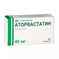 Изображение товара Аторвастатин таблетки покрыт. п/о 40мг, №30 Пранафарм