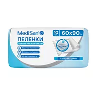 Изображение товара MediSan пеленки одноразовые с суперабсорбентом (60х90см), 10шт