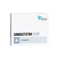 Изображение товара Симвастатин таблетки покрыт. п/о 20мг, №30 Озон