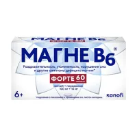 Изображение товара Магне В6 форте таблетки покрыт. п/о 100мг+10мг, №60