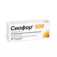 Изображение товара Сиофор 500 таблетки покрыт. п/о 500мг, №60