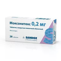 Изображение товара Моксонитекс таблетки покрыт. п/о 0,2мг, №28