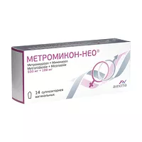 Изображение товара Метромикон Нео суппозитории ваг. 500мг+100мг, №14