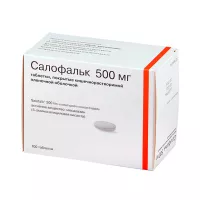 Изображение товара Салофальк таблетки покрыт. кишечнораств. плен. об. 500мг, №100 Др. Фальк Фарма