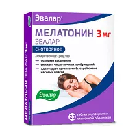 Изображение товара Эвалар Мелатонин таблетки покрыт. п/о 3мг, №20