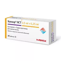 Изображение товара Конкор НСТ таблетки покрыт. п/о 2,5мг+6,25мг, №30