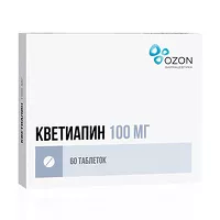 Изображение товара Кветиапин таблетки покрыт. п/о 100мг, №60 Озон