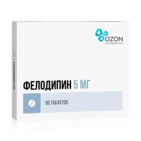 Изображение товара Фелодипин таблетки с пролонг. высвоб. покрыт. п/о 5мг, №30 Озон ООО