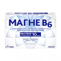Изображение товара Магне В6 раствор д/приема внутрь 100мг+10мг, 10мл №10