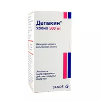 Изображение товара Депакин Хроно таблетки пролонг.действ.покрыт.об. 500мг, №30