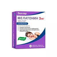 Изображение товара Эвалар Мелатонин таблетки покрыт. п/о 3мг, №100