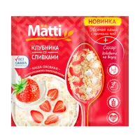 Изображение товара Matti каша овсяная моментального приготовления клубника со сливками, 40г