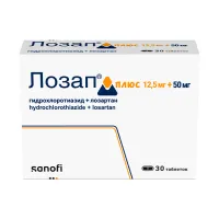 Изображение товара Лозап плюс таблетки покрыт. п/о 12,5мг+50мг, №30 Санофи