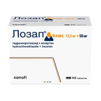 Изображение товара Лозап плюс таблетки покрыт. п/о 12,5мг+50мг, №90 Санофи