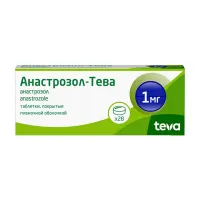 Изображение товара Анастрозол таблетки покрыт. п/о 1мг, №28 Тева
