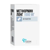 Изображение товара Метформин Лонг таблетки с пролонг. высвоб. 1000мг, №60 Озон