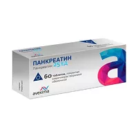 Изображение товара Панкреатин таблетки кишечнораств. покрыт. п/о 25ЕД, №60
