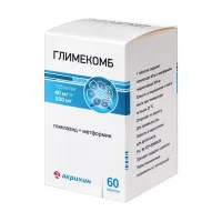 Изображение товара Глимекомб таблетки 40мг+500мг, №60 Акрихин