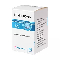 Изображение товара Глимекомб таблетки 40мг+500мг, №60 Акрихин