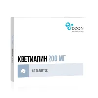 Изображение товара Кветиапин таблетки покрыт. п/о 200мг, №60 Озон