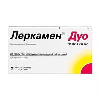 Изображение товара Леркамен Дуо таблетки покрыт. п/о 10мг+20мг, №28 Рекордати Индустрия
