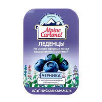 Изображение товара Alpine Caramel леденцы с натуральным медом и витамином С, вкус Черника, 53г