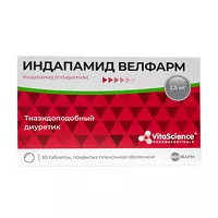 Изображение товара VitaScience Индапамид таблетки покрыт. п/о 2,5мг, №30