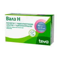 Изображение товара Валз Н таблетки покрыт. п/о 80мг+12,5мг, №28