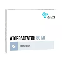 Изображение товара Аторвастатин таблетки покрыт. п/о 80мг, №30