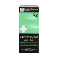 Изображение товара Бриллиантовый зеленый раствор д/наружн. прим. спиртовой 1%, 25мл