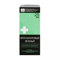 Изображение товара Бриллиантовый зеленый раствор д/наружн. прим. спиртовой 1%, 25мл