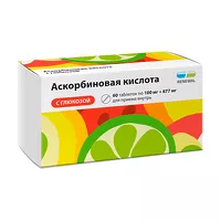 Изображение товара Аскорбиновая кислота с глюкозой Реневал таблетки 100мг+877мг, №60